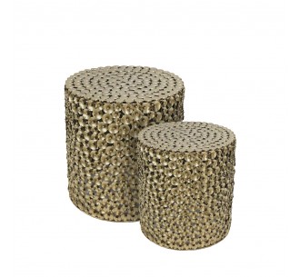 POPPY COFFEE TABLE SET 2PCS GOLD ANTIQUE 44x44xH46,5cm