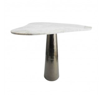 CURVE SIDE TABLE ΜΑΥΡΟ NICKEL ΛΕΥΚΟ 63,5x52xH63,5cm