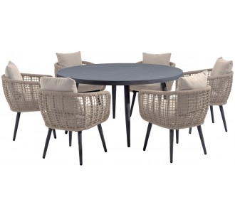 Ellery 7pcs dining set aluminum rope