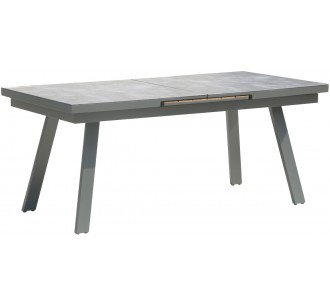 Giada aluminum table with glass and teak extension