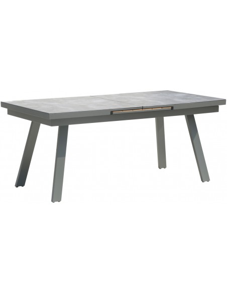 Giada aluminum table with glass and teak extension - 2 years guarantee | Avant Garde