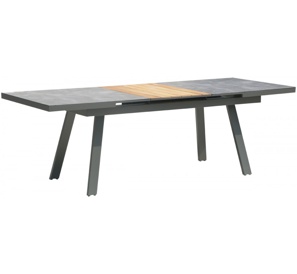 Giada aluminum table with glass and teak extension - 2 years guarantee | Avant Garde