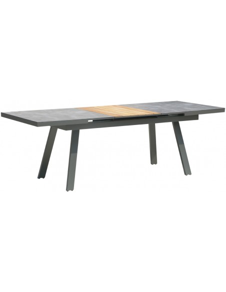 Giada aluminum table with glass and teak extension - 2 years guarantee | Avant Garde