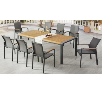 Lilith aluminum table with eykalyptus top - 2 years guarantee | Avant Garde 2