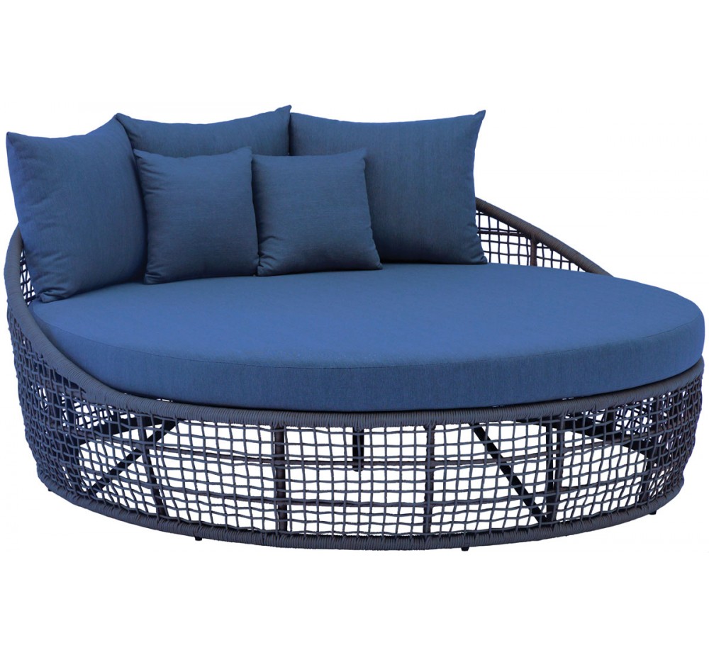 Ellery Αλουμινίου Daybed Εξωτερικού Χώρου με Μαξιλάρια & Rope Λεπτομέρειες