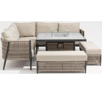 Como Aluminum Dining Set with Firepit