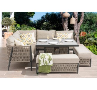 Como Corner Dining Set with Built-in Firepit for 6–8 | Outdoor Garden Furniture 2