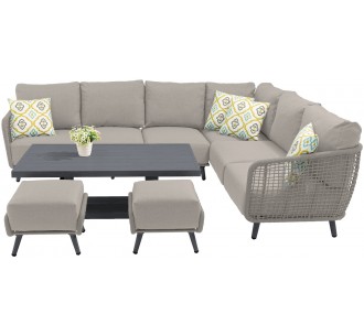Ellery Aluminium Corner Dining Set with Rattan Rope – Outdoor Furniture 2