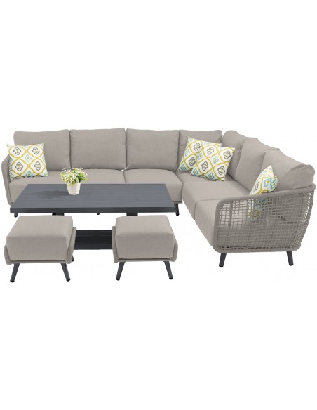 Ellery Aluminium Corner Dining Set with Rattan Rope – Outdoor Furniture