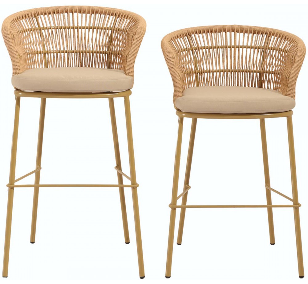 Isla 67 Metal Barstool – Rope Look Wicker Seat | Avant Garde design SA