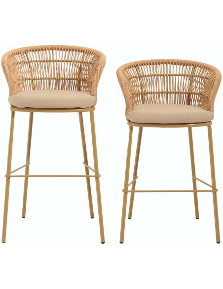 Isla 75 Barstool – Μεταλλικό Σκαμπό με Rope Look Wicker | Avant Garde design AE