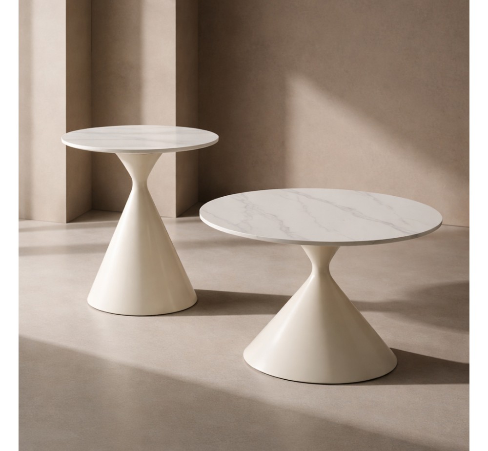 ICE COFFEE TABLE SET 2ΤΕΜ ΑΣΠΡΟ ΑΣΠΡΟ 70x70xH40cm