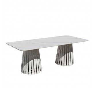 EURORA TABLE WHITE WITH MARBLE PATTERN WHITE 220x100xH75cm