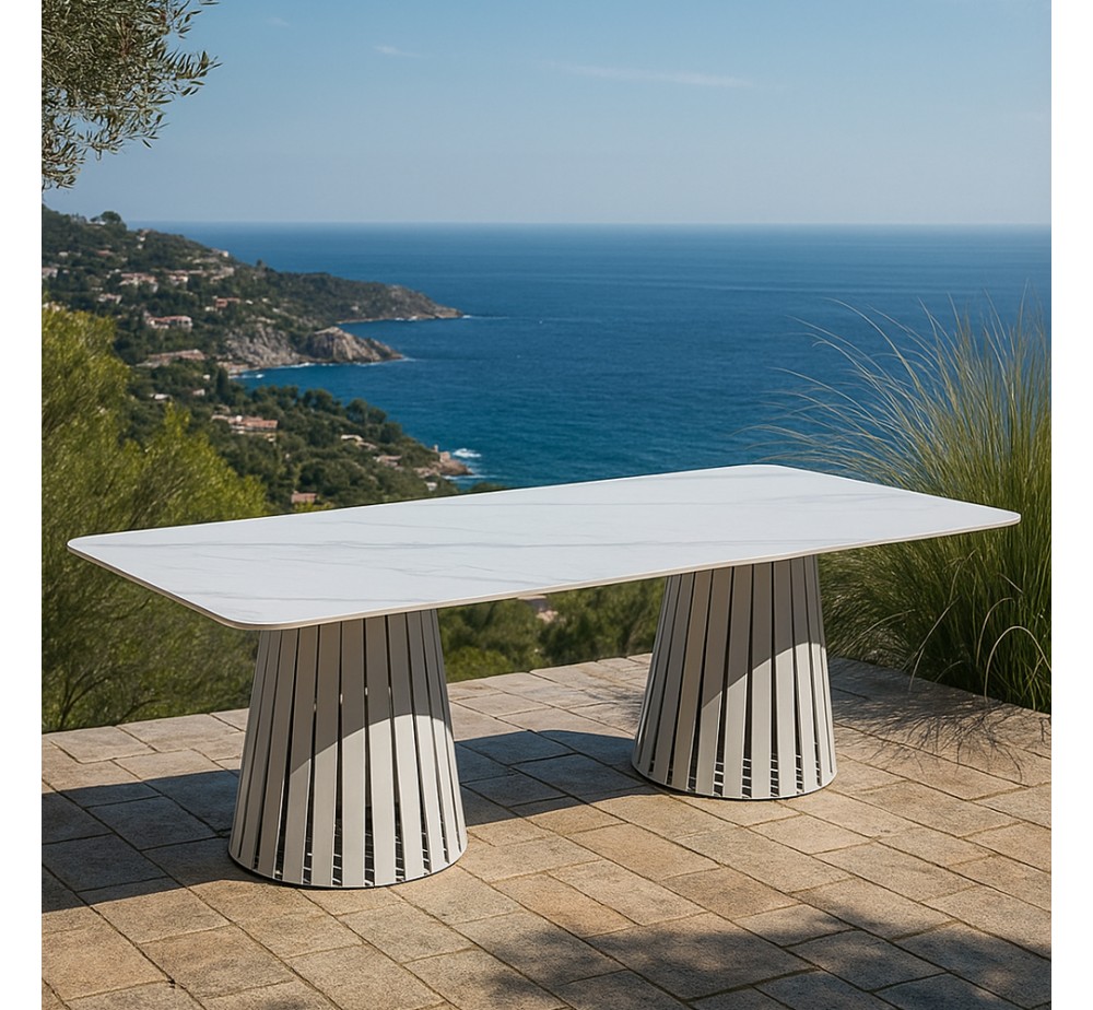 EURORA ΤΡΑΠΕΖΙ ΛΕΥΚΟ ΜΕ ΟΨΗ ΜΑΡΜΑΡΟΥ ΛΕΥΚΟ 220x100xH75cm