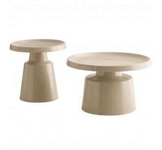 MOUSSE COFFEE TABLE SET 2ΤΕΜ CREAM 70x70xH50cm