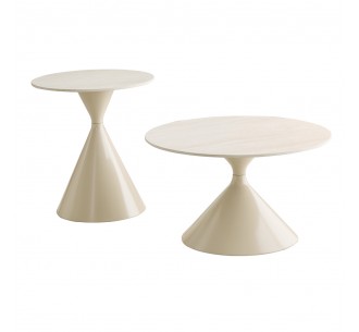 PIETRA COFFEE TABLE SET 2ΤΕΜ CREAM 70x70xH40cm