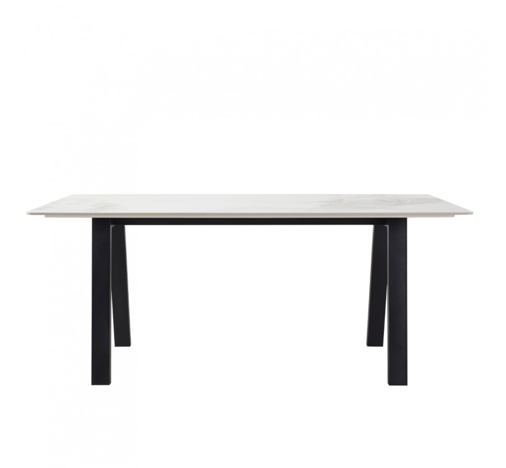 NOTTE ΤΡΑΠΕΖΙ ΛΕΥΚΟ ΠΕΤΡΑ ΜΑΥΡΟ 180x90xH76cm