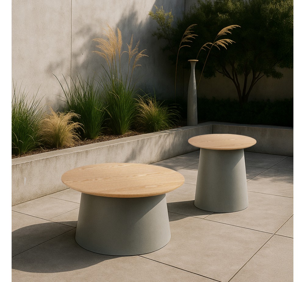 ZENTRA COFFEE TABLE ΦΥΣΙΚΟ ΓΚΡΙ 50x50xH47,5cm