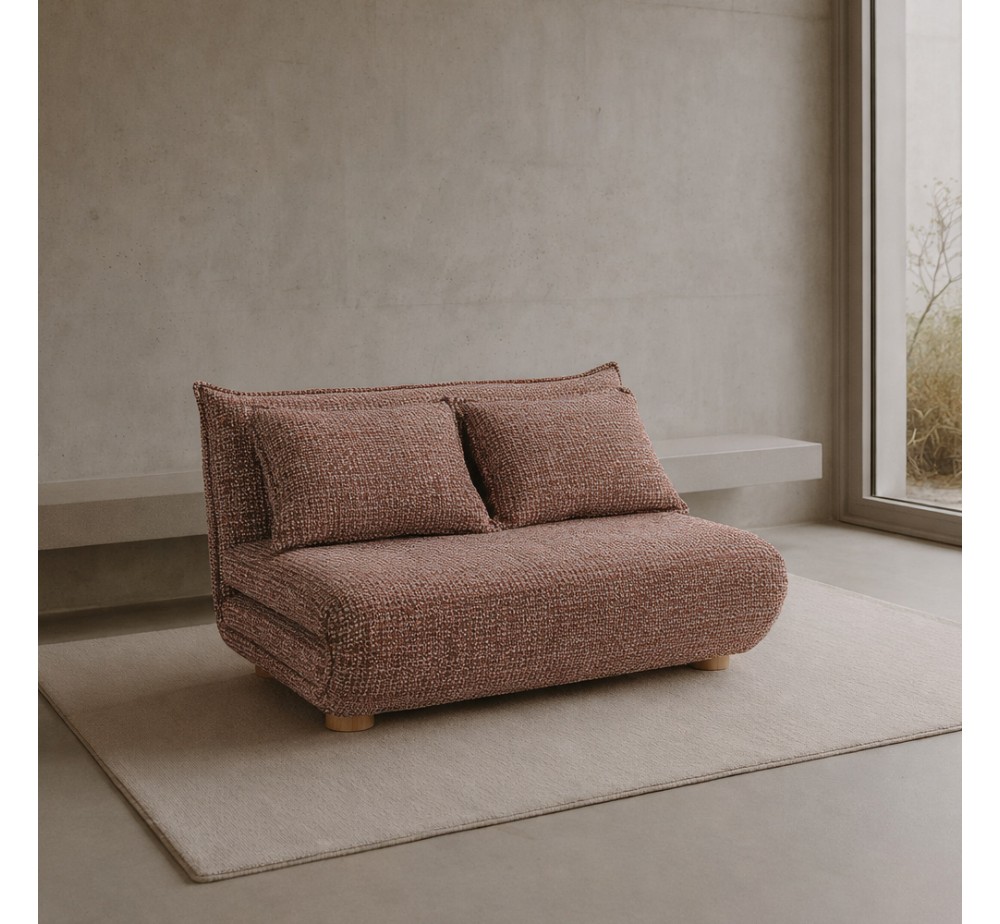 FUTON ΚΑΝΑΠΕΣ ΚΡΕΒΑΤΙ 2ΘΕΣΙΟΣ ΑΝΑΔΙΠΛΟΥΜΕΝΟΣ TERRACOTTA BEIGE ΜΕ PATTERN 141x87xH76cm