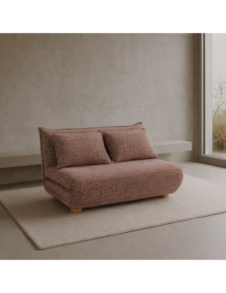 FUTON ΚΑΝΑΠΕΣ ΚΡΕΒΑΤΙ 2ΘΕΣΙΟΣ ΑΝΑΔΙΠΛΟΥΜΕΝΟΣ TERRACOTTA BEIGE ΜΕ PATTERN 141x87xH76cm