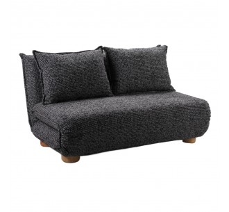 FUTON SOFA BED 2SEAT FOLDING GREY BLACK WITH PATTERN 141x87xH76cm