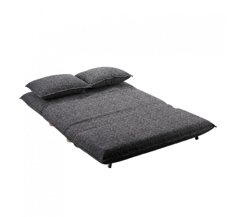 FUTON ΚΑΝΑΠΕΣ ΚΡΕΒΑΤΙ 2ΘΕΣΙΟΣ ΑΝΑΔΙΠΛΟΥΜΕΝΟΣ ΓΚΡΙ ΜΑΥΡΟ ΜΕ PATTERN 141x87xH76cm