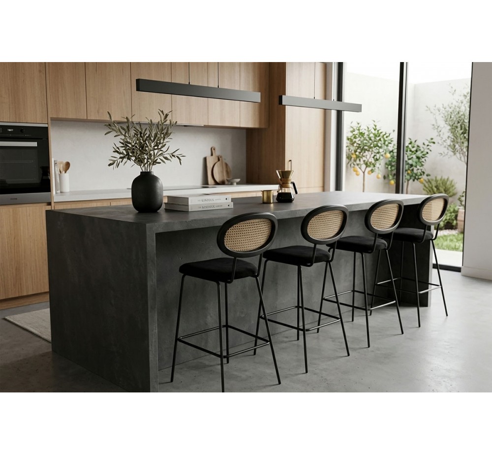 Mila Η65 metal stool with straw | 2 years warranty - Avant Garde