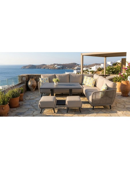 Ellery Aluminium Corner Dining Set with Rattan Rope – Outdoor Furniture
