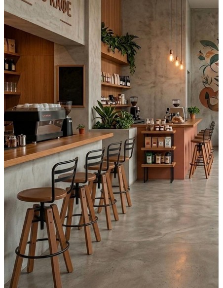 Barock wooden barstool with back rest - 2 years guarantee | Avant Garde